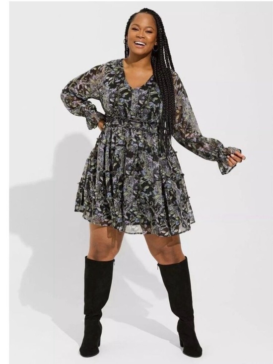 torrid Dresses & Skirts - Torrid Mini Lurex Chiffon Tiered Dress